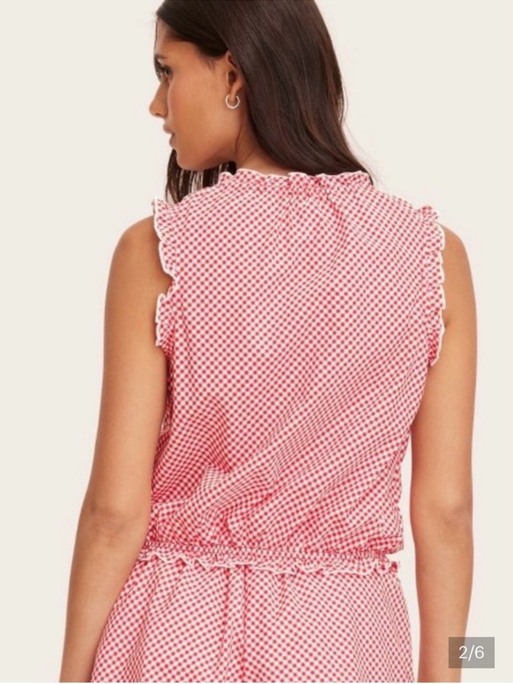Gingham Ruffle Tank Top - Picture 2 of 3